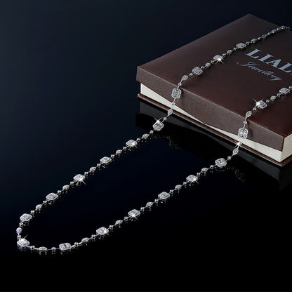 Mirage Emerald Cut Long Diamond Necklace