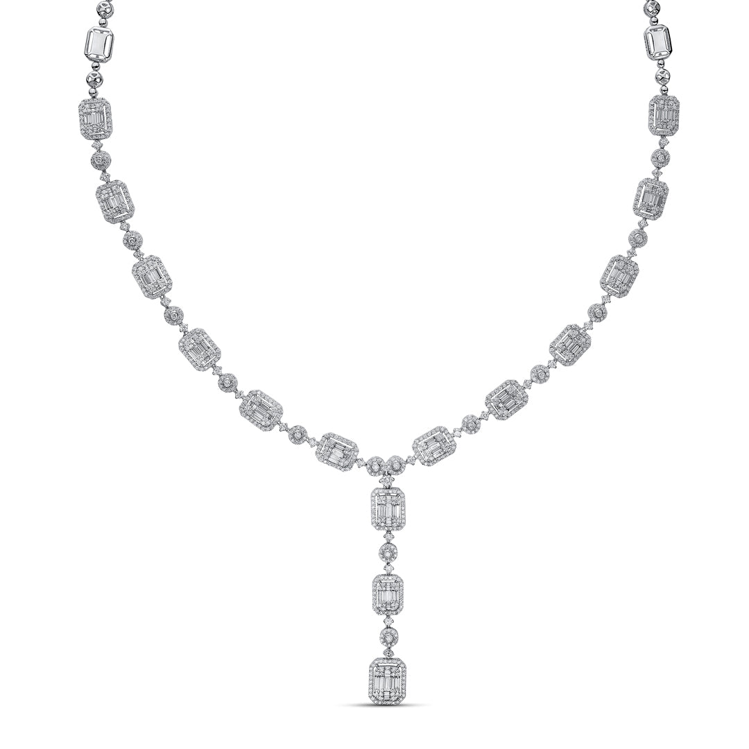 Mirage Emerald Cut Diamond Y-Shape Necklace with Free Diamond Earrings