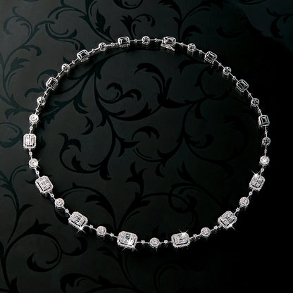 Mirage Emerald Cut Long Diamond Necklace in 18K White Gold