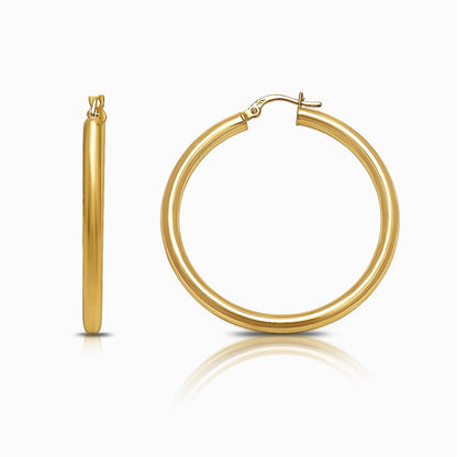Classic 18K Yellow Gold Hoop Earrings - Large