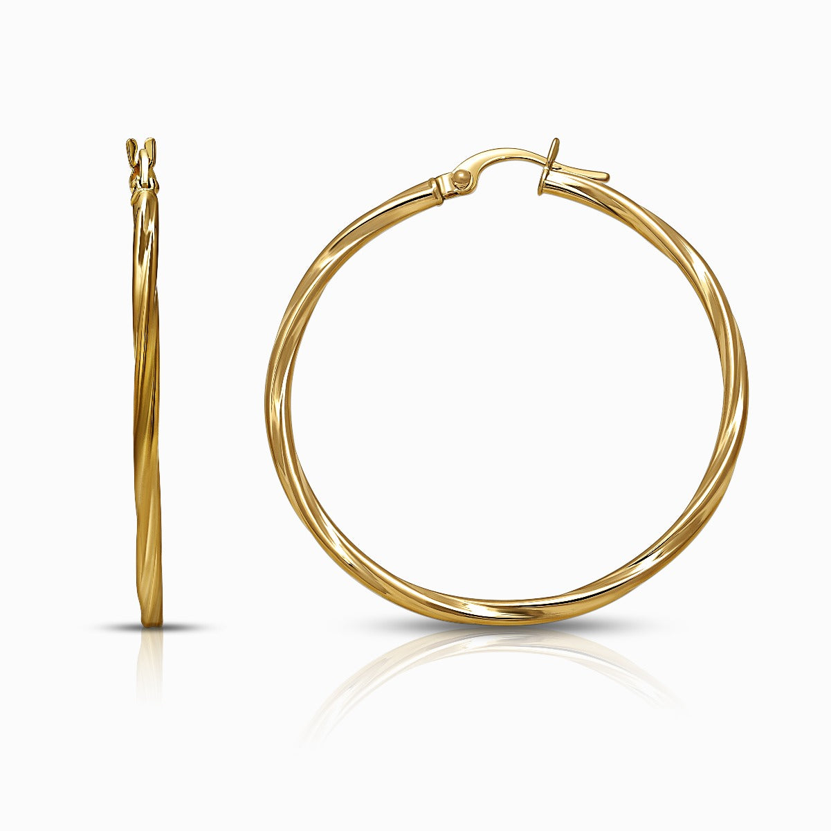 Bold 18K Yellow Gold Hoop Earrings - Large