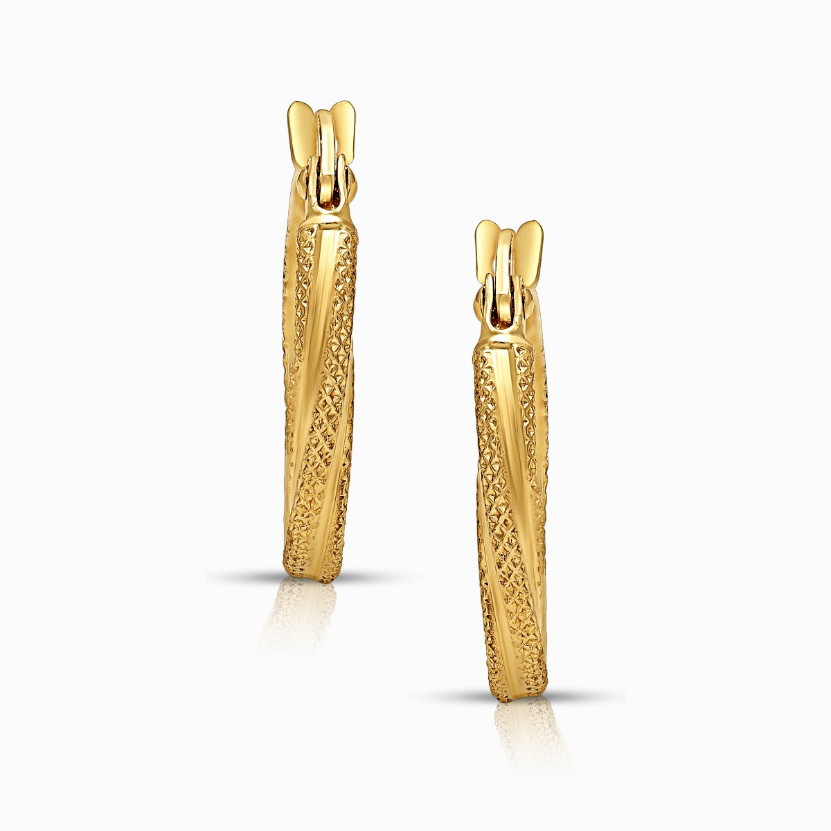 Twisted Textured 18K Yellow Gold Hoop Earrings