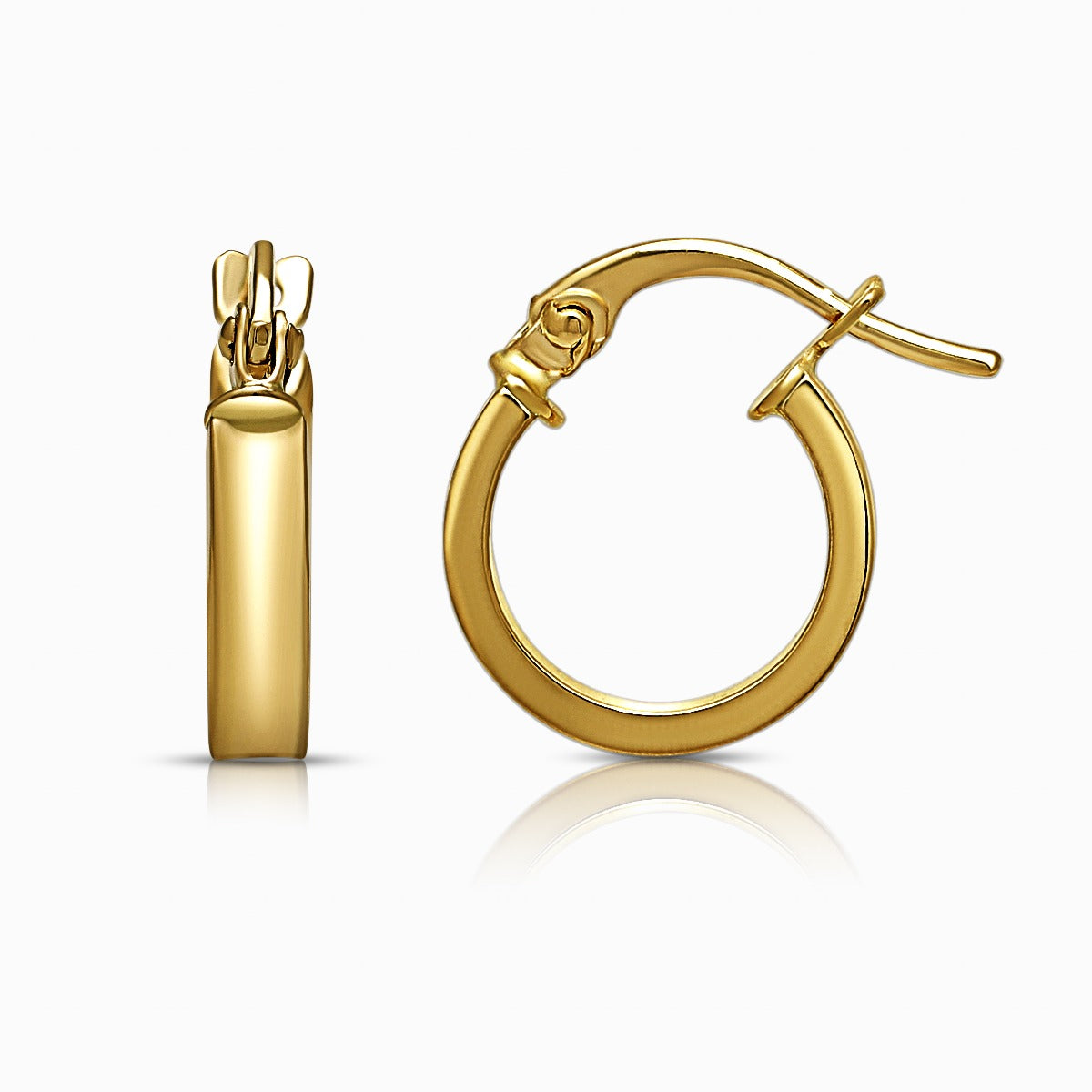 18K Yellow Gold Huggie Hoop Earrings