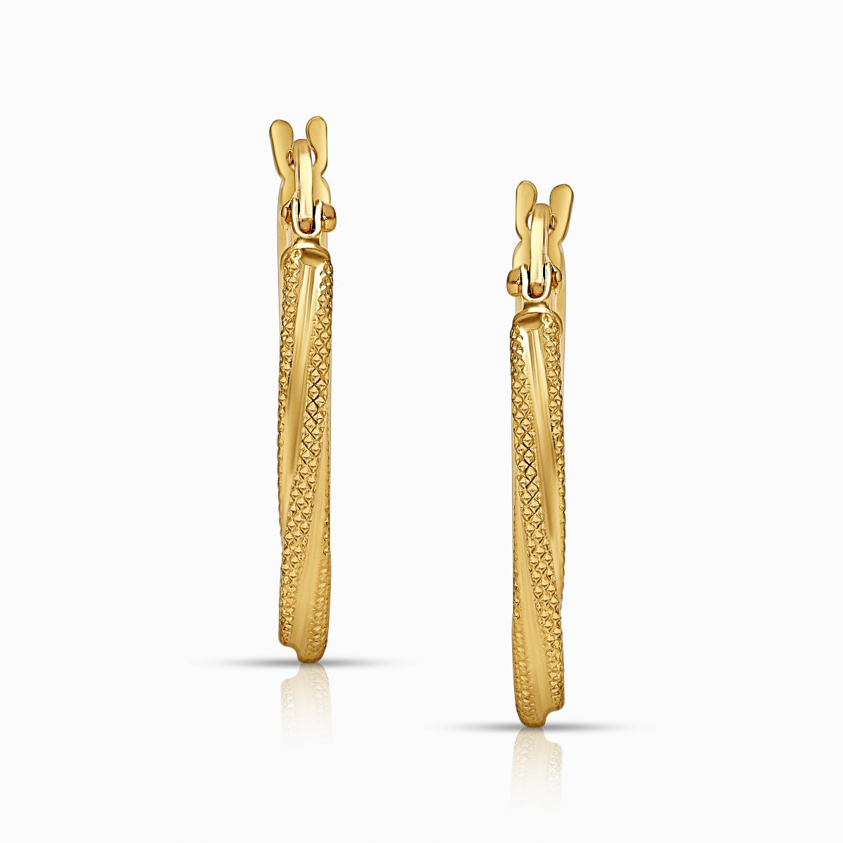 Twisted Textured 18K Yellow Gold Huggie Hoop Earrings