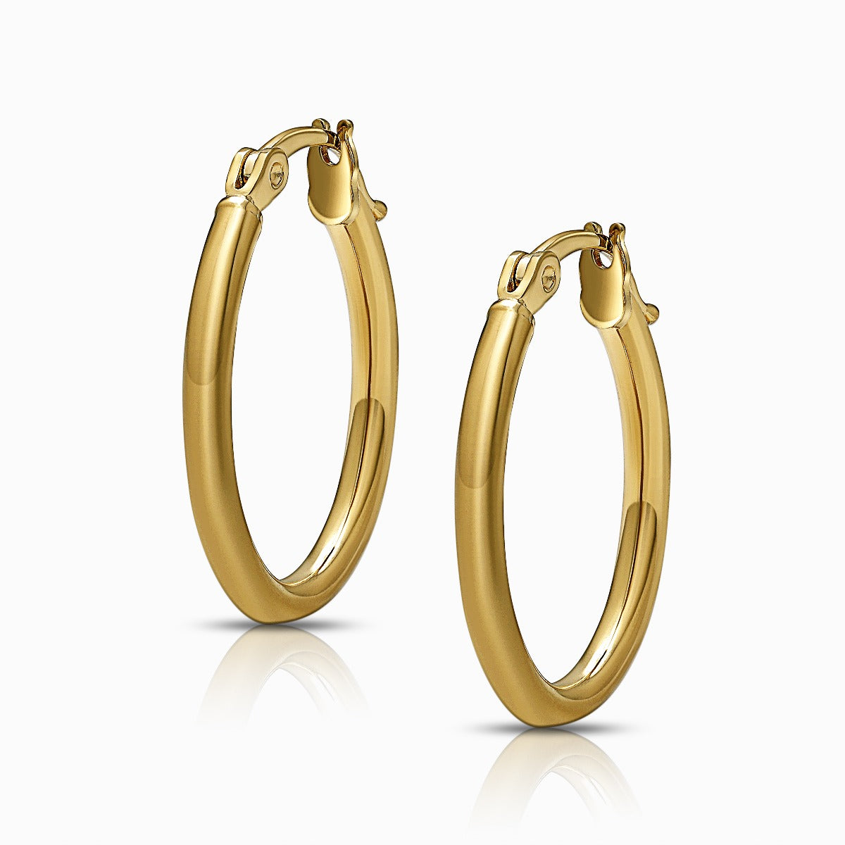 Slim Round 18K Yellow Gold Hoop Earrings
