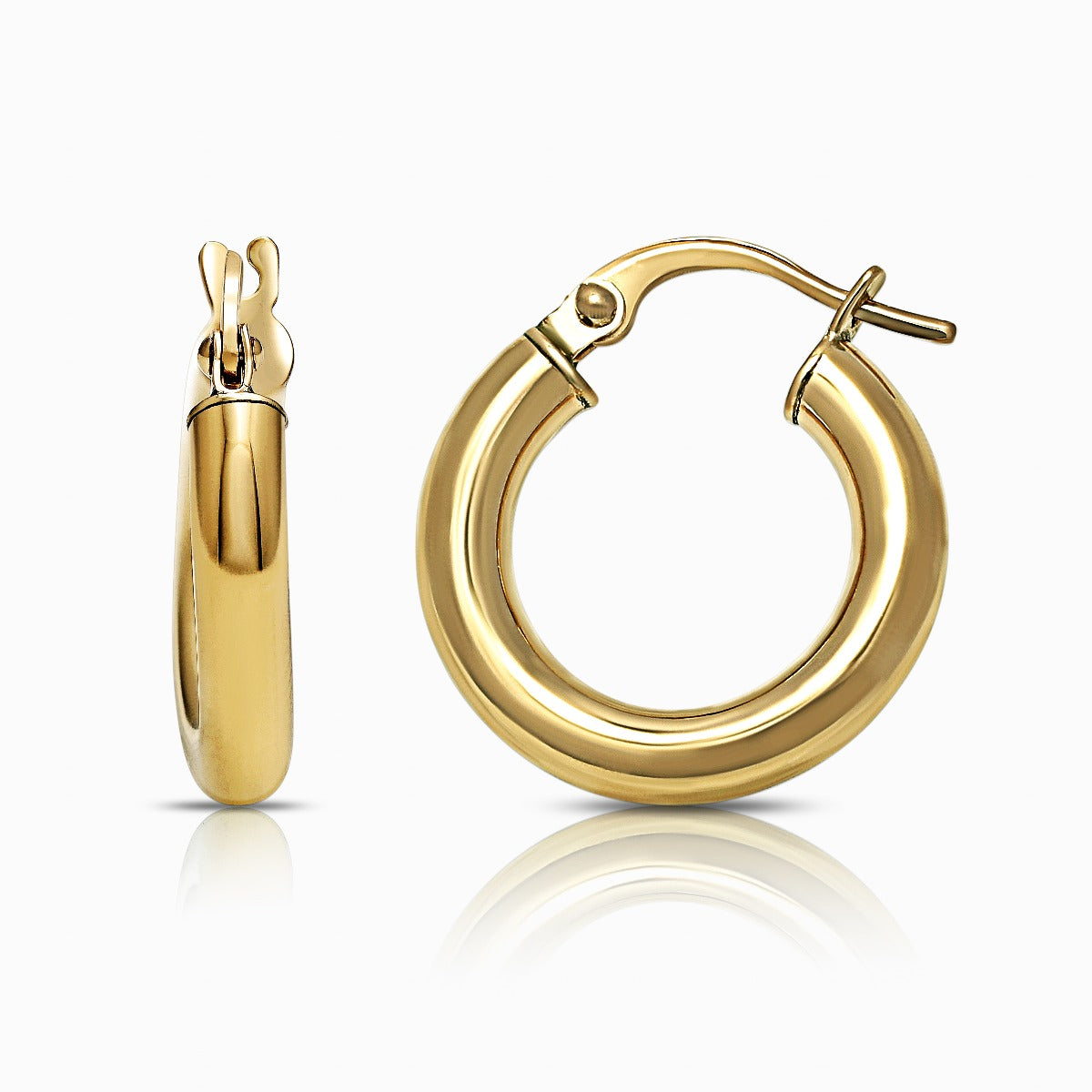 Classic Round 18K Yellow Gold Hoop Earrings