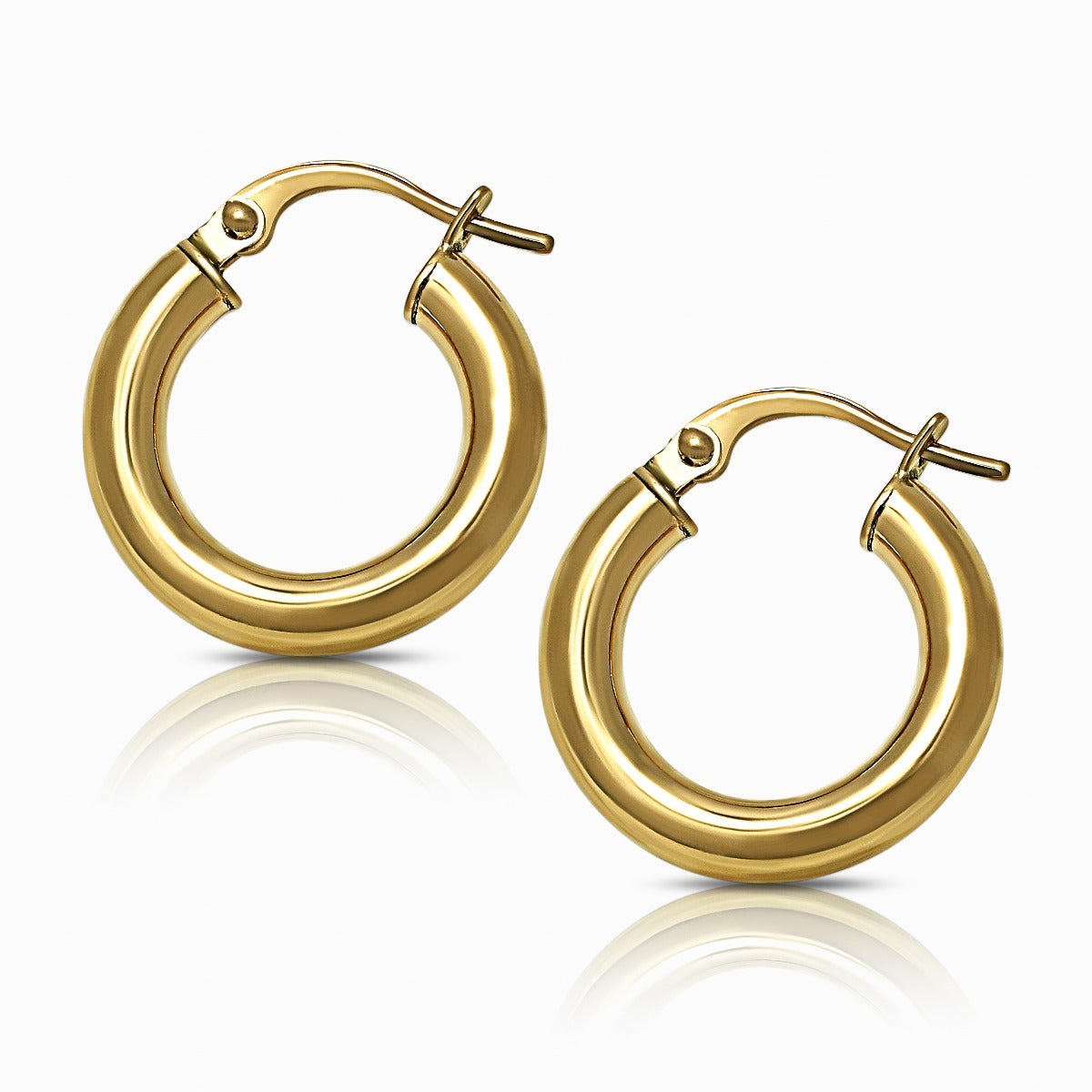 Classic Round 18K Yellow Gold Hoop Earrings