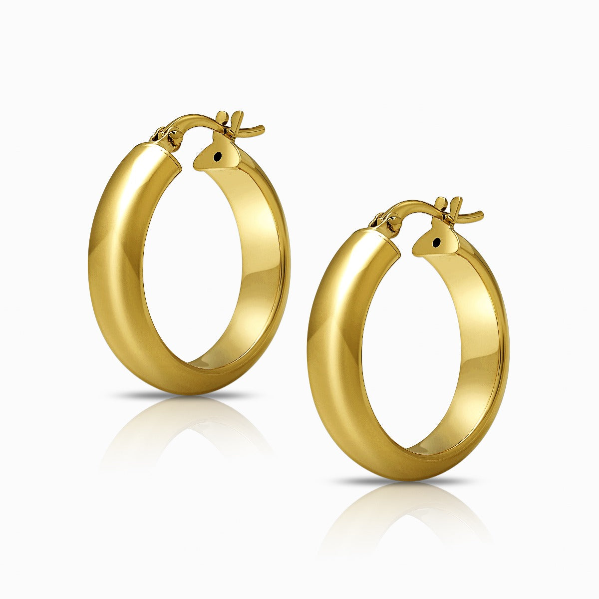 Classic Domed 18K Yellow Gold Huggie Hoop Earrings