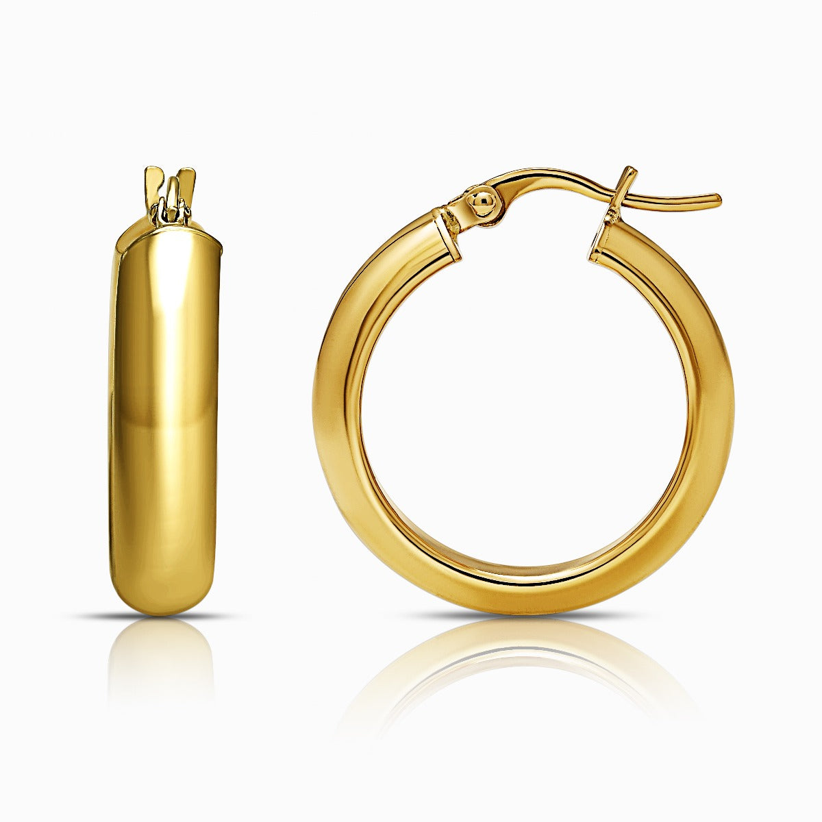 Classic Domed 18K Yellow Gold Huggie Hoop Earrings