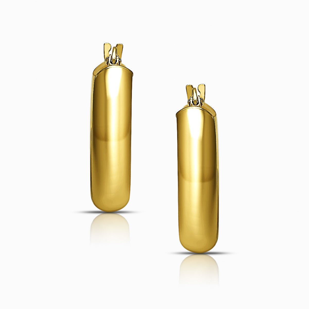 Classic Domed 18K Yellow Gold Huggie Hoop Earrings