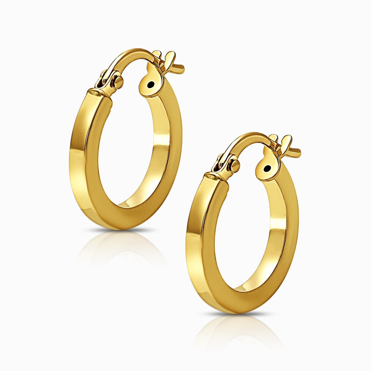 Slim Modern 18K Yellow Gold Huggie Hoop Earrings