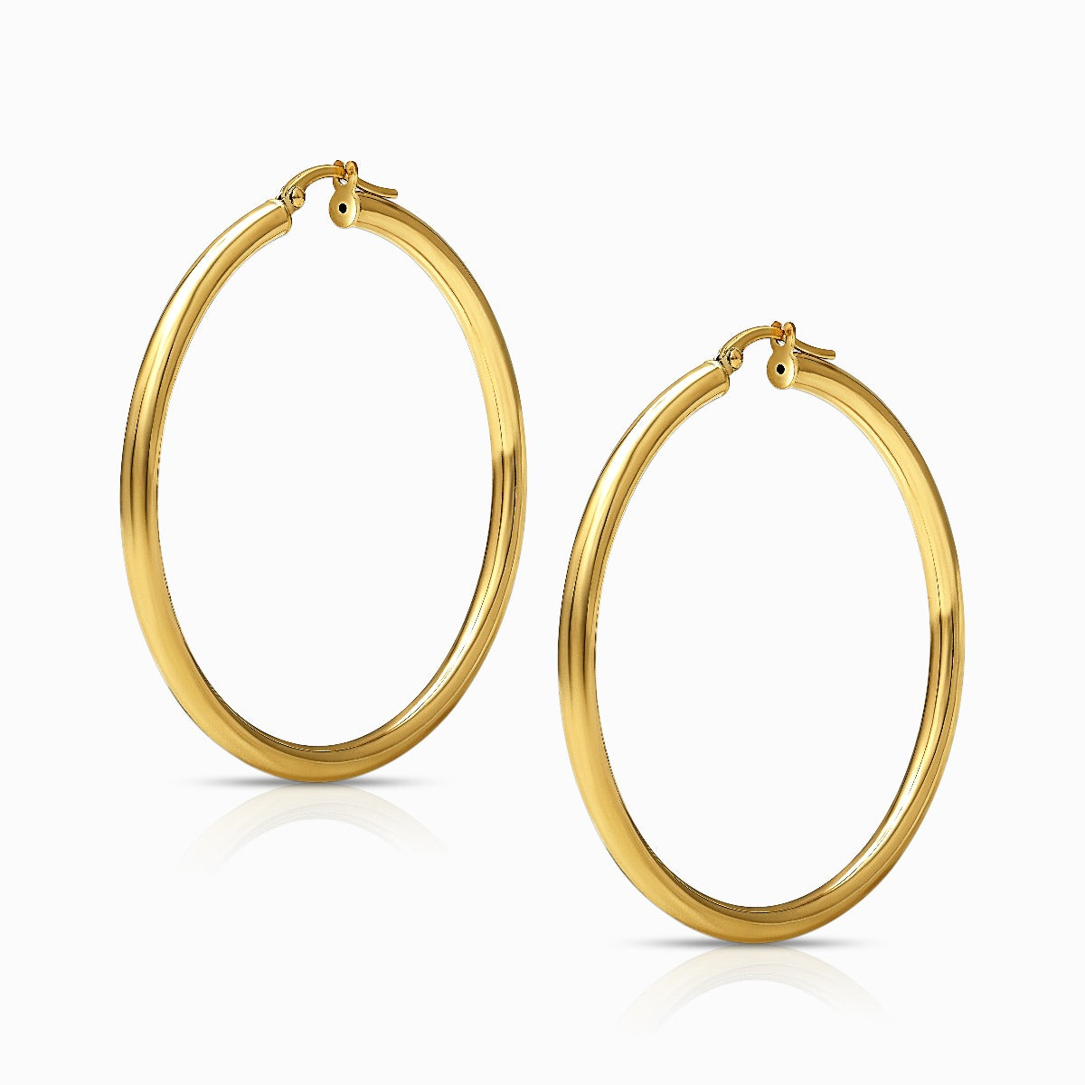 Slim 18K Yellow Gold Hoop Earrings - Large