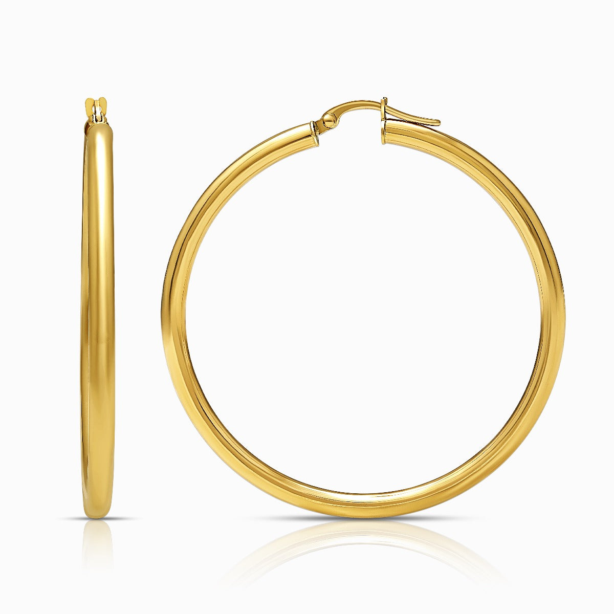 Slim 18K Yellow Gold Hoop Earrings - Large