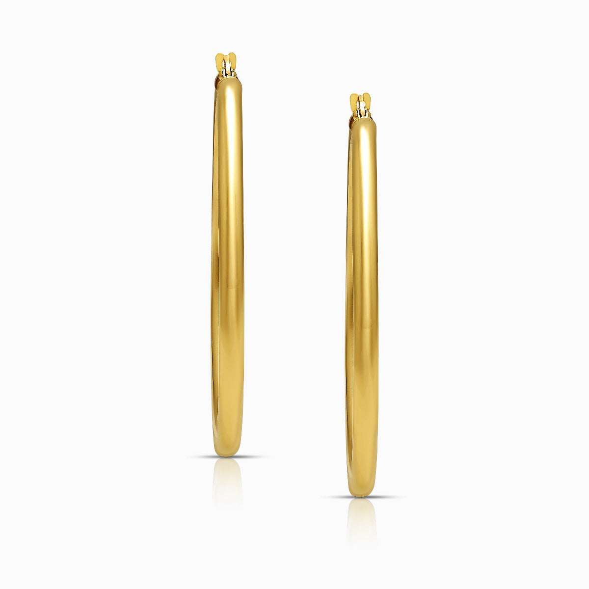 Slim 18K Yellow Gold Hoop Earrings - Large