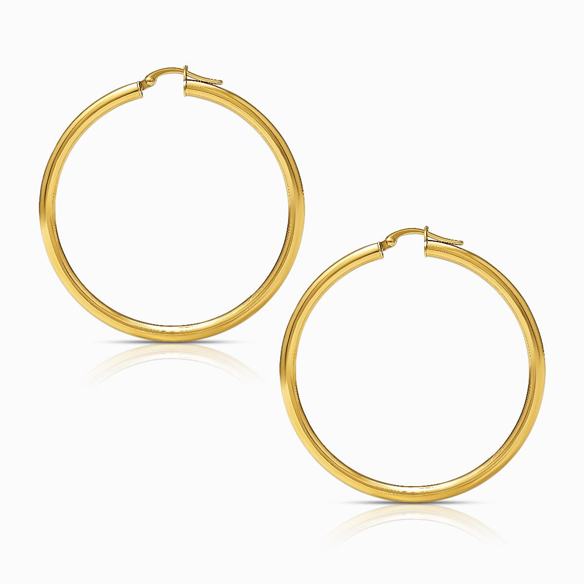 Slim 18K Yellow Gold Hoop Earrings - Large