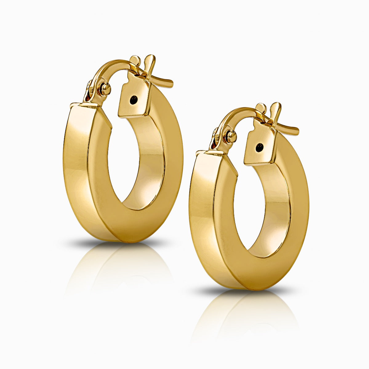 Modern 18K Yellow Gold Huggie Hoop Earrings