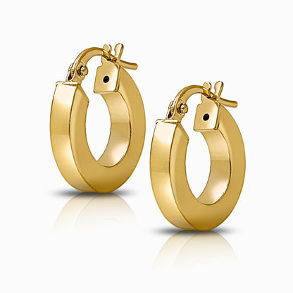 Modern 18K Yellow Gold Huggie Hoop Earrings