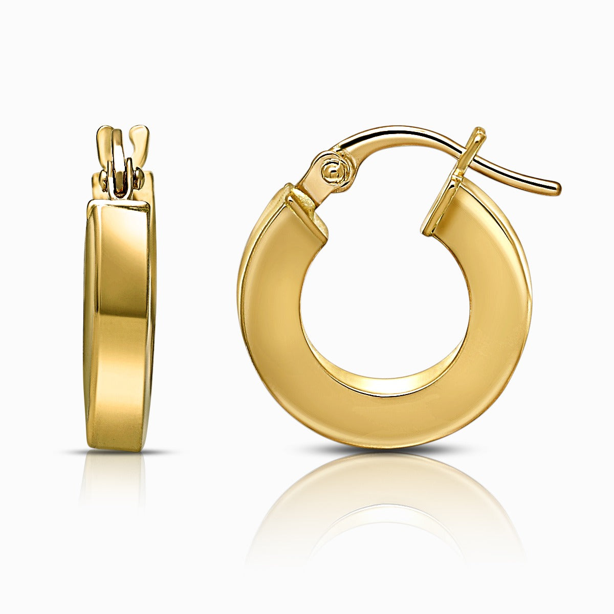 Modern 18K Yellow Gold Huggie Hoop Earrings