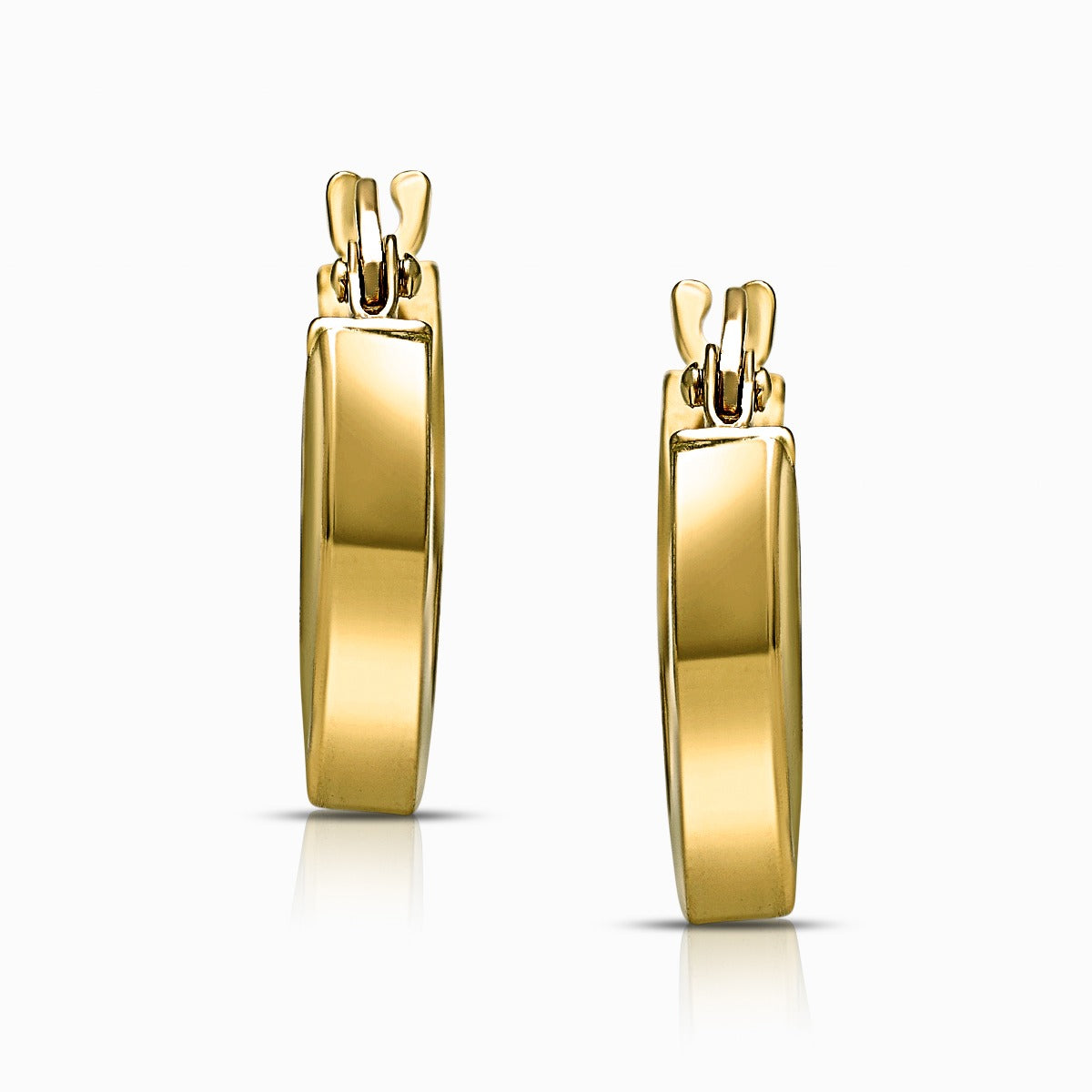 Modern 18K Yellow Gold Huggie Hoop Earrings