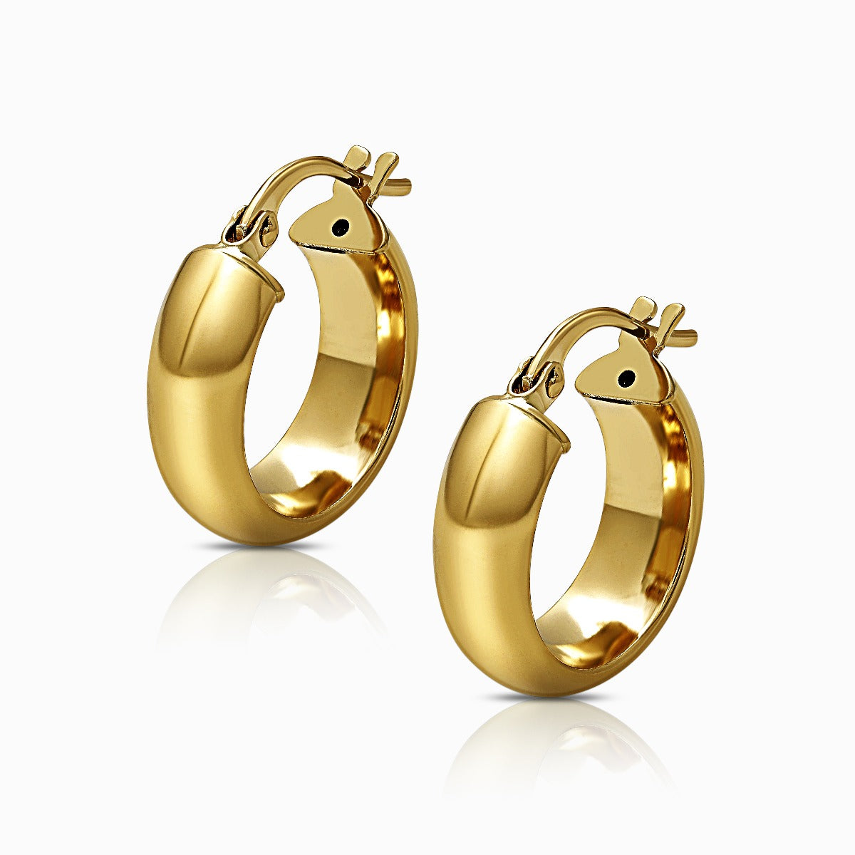 Bold Domed 18K Yellow Gold Huggie Hoop Earrings
