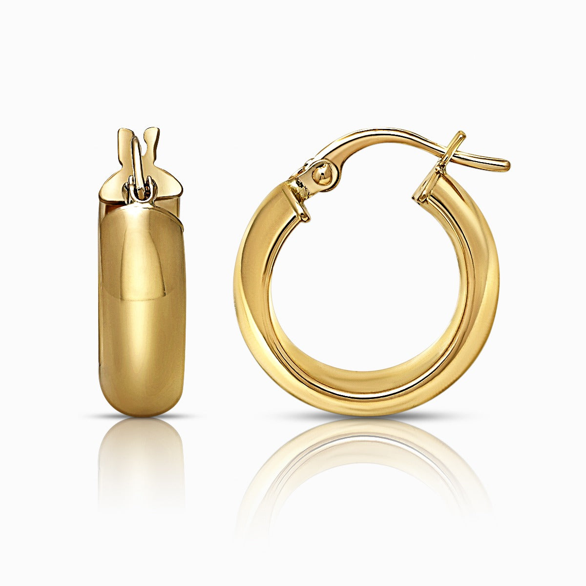 Bold Domed 18K Yellow Gold Huggie Hoop Earrings