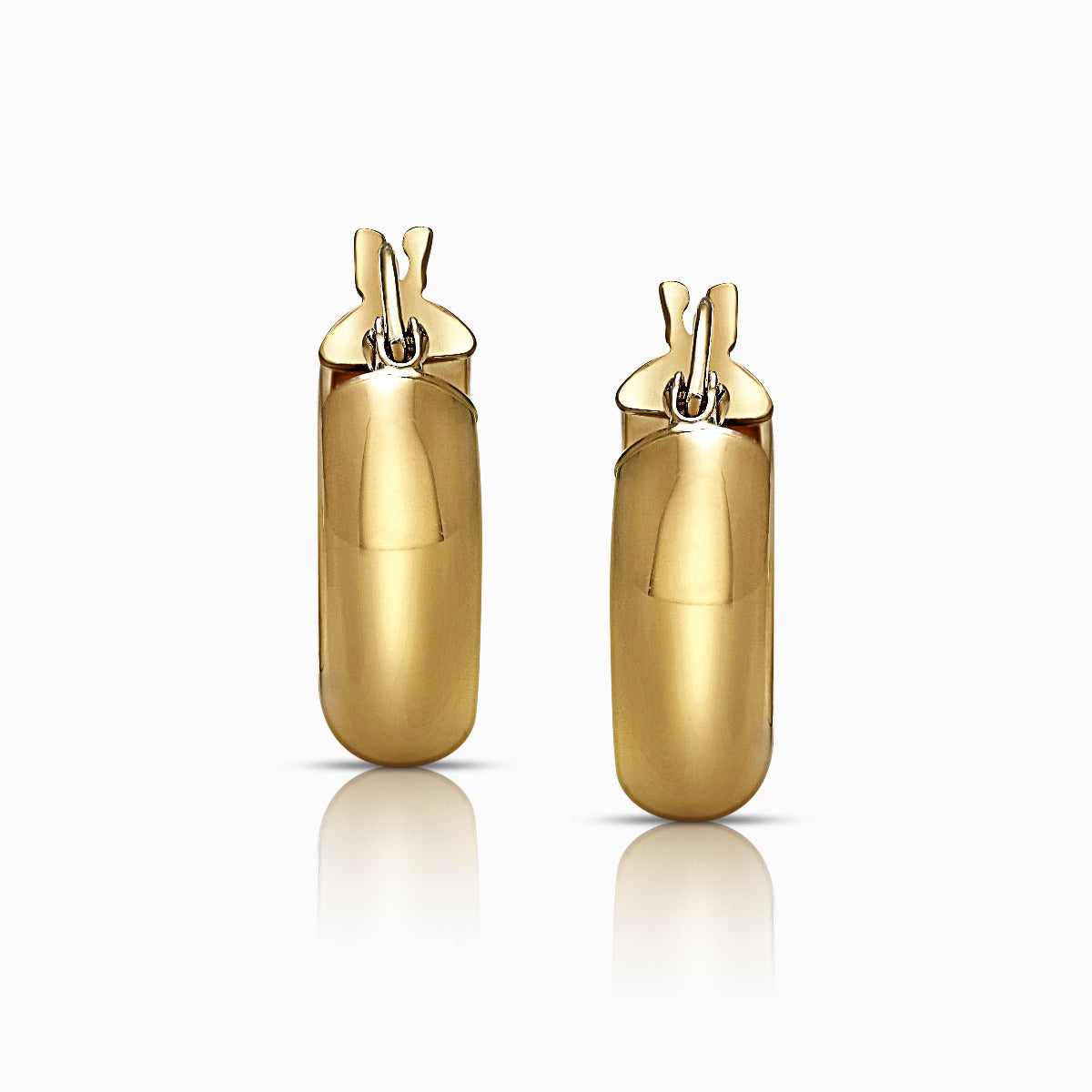 Bold Domed 18K Yellow Gold Huggie Hoop Earrings