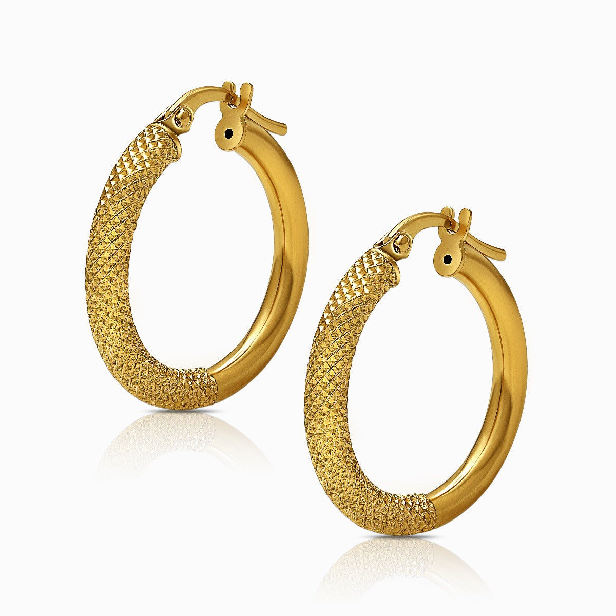 Diamond-Cut 18K Yellow Gold Hoop Earrings