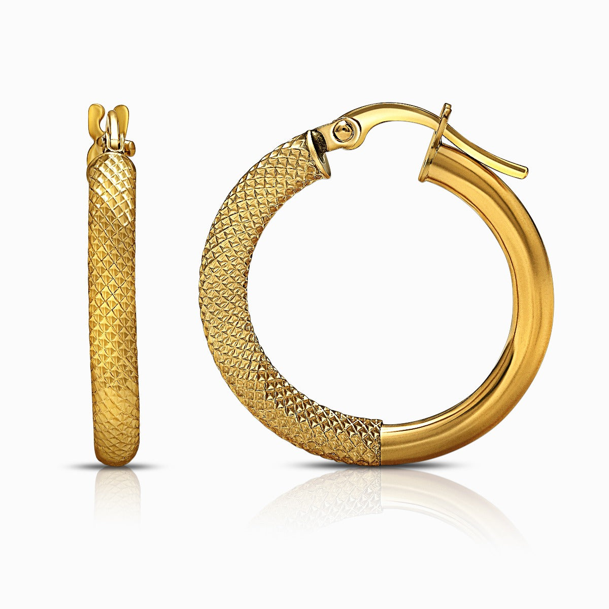Diamond-Cut 18K Yellow Gold Hoop Earrings