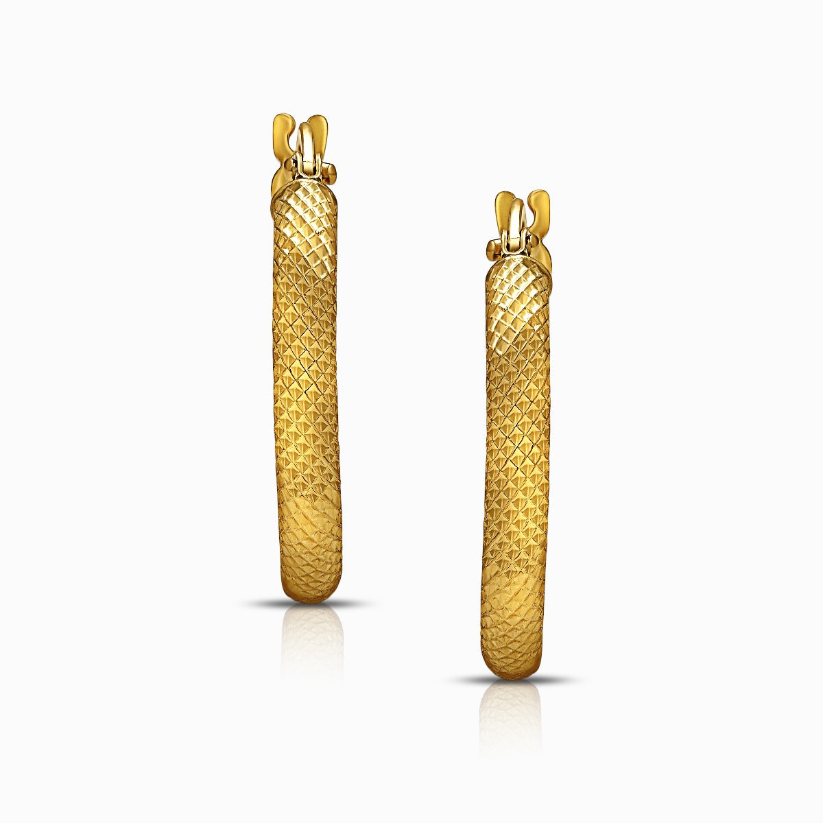Diamond-Cut 18K Yellow Gold Hoop Earrings