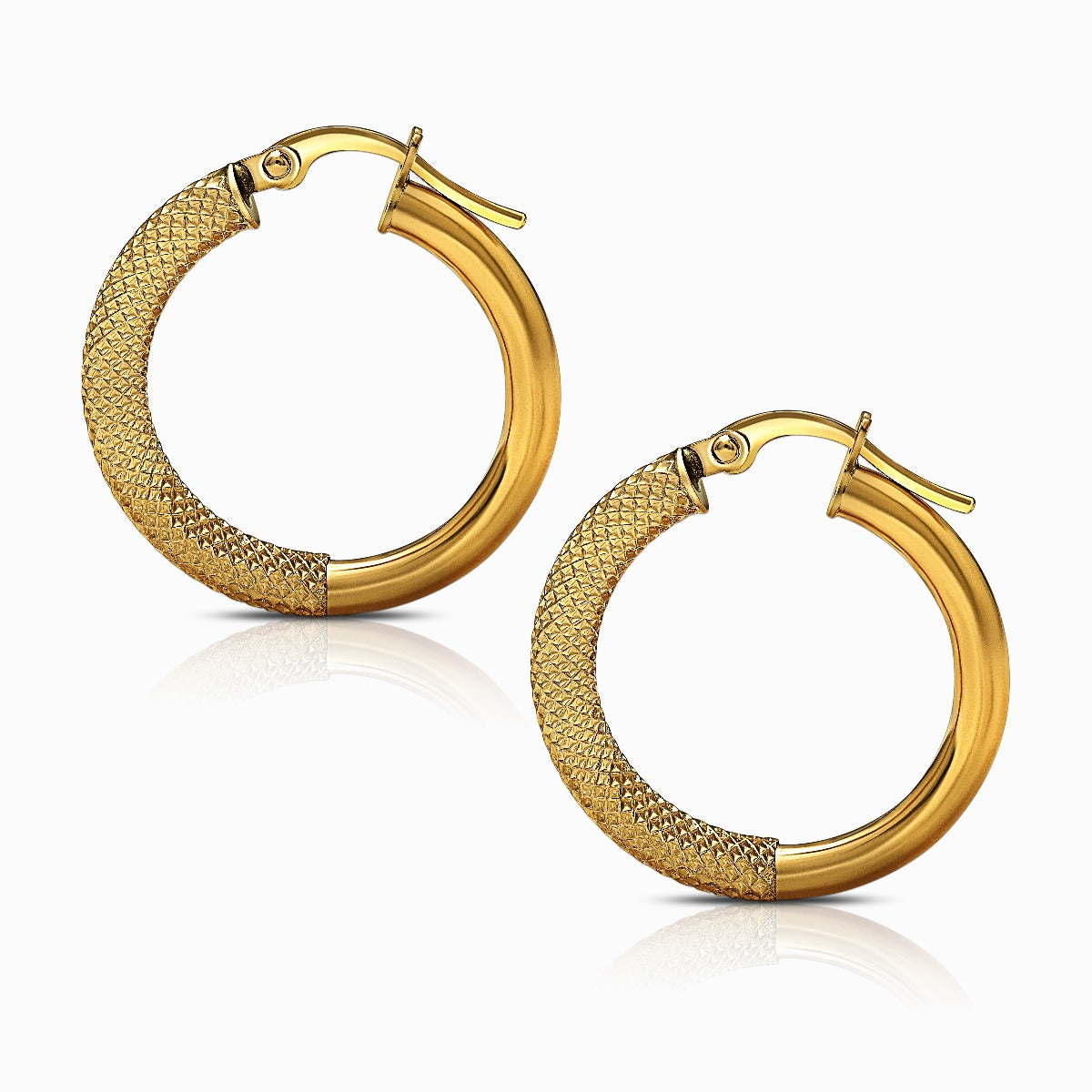Diamond-Cut 18K Yellow Gold Hoop Earrings