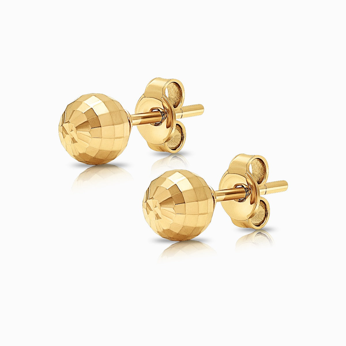 Faceted Ball Stud Earrings in 18K Yellow Gold