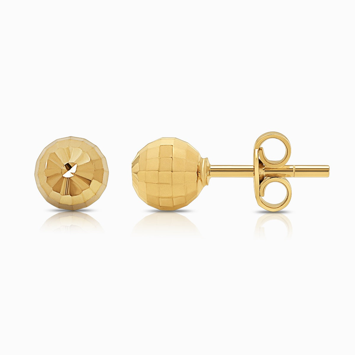 Faceted Ball Stud Earrings in 18K Yellow Gold