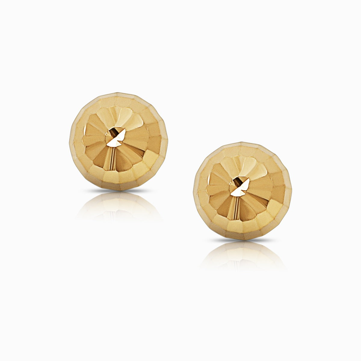 Faceted Ball Stud Earrings in 18K Yellow Gold