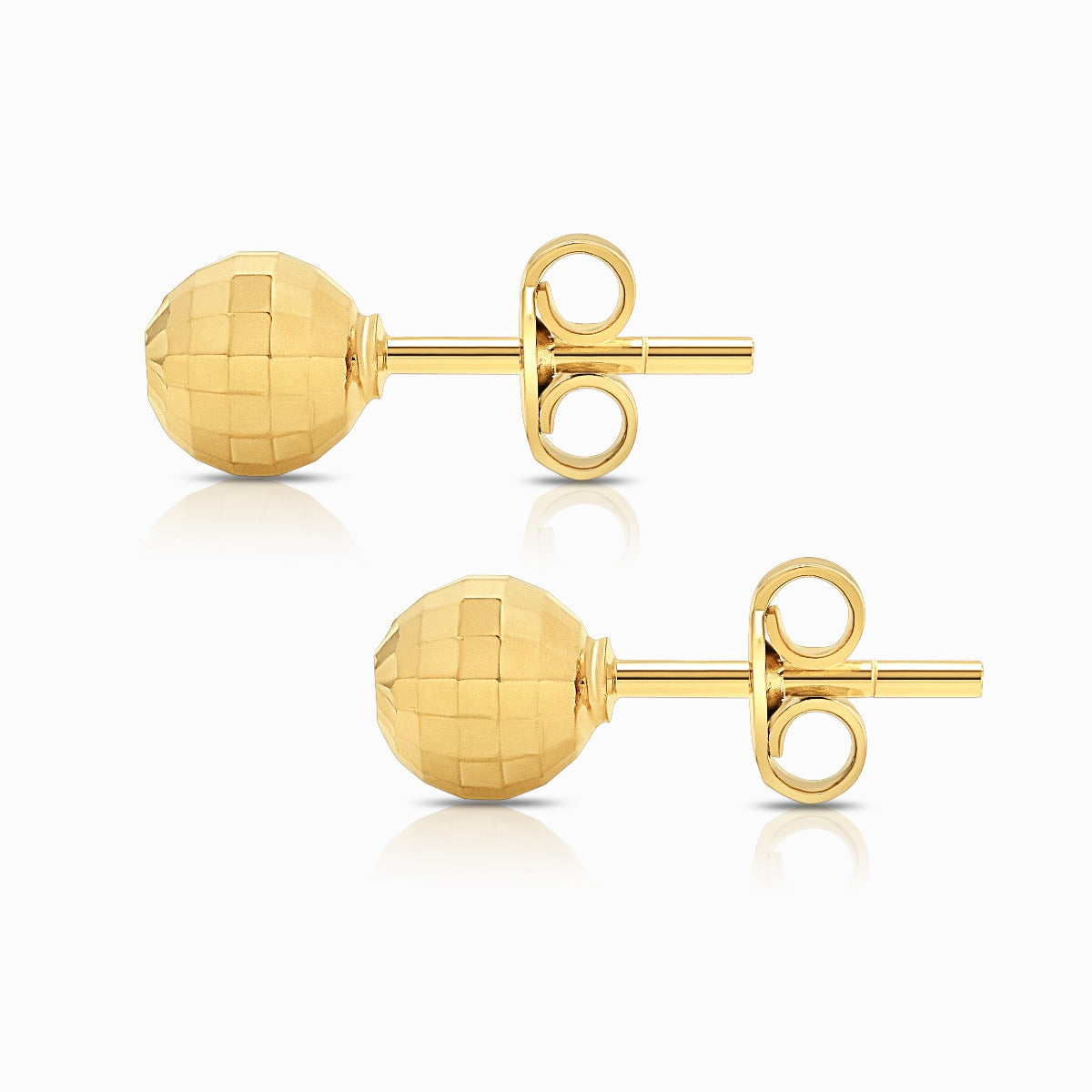 Faceted Ball Stud Earrings in 18K Yellow Gold