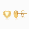 Solid Heart Stud Earrings in 18K Yellow Gold