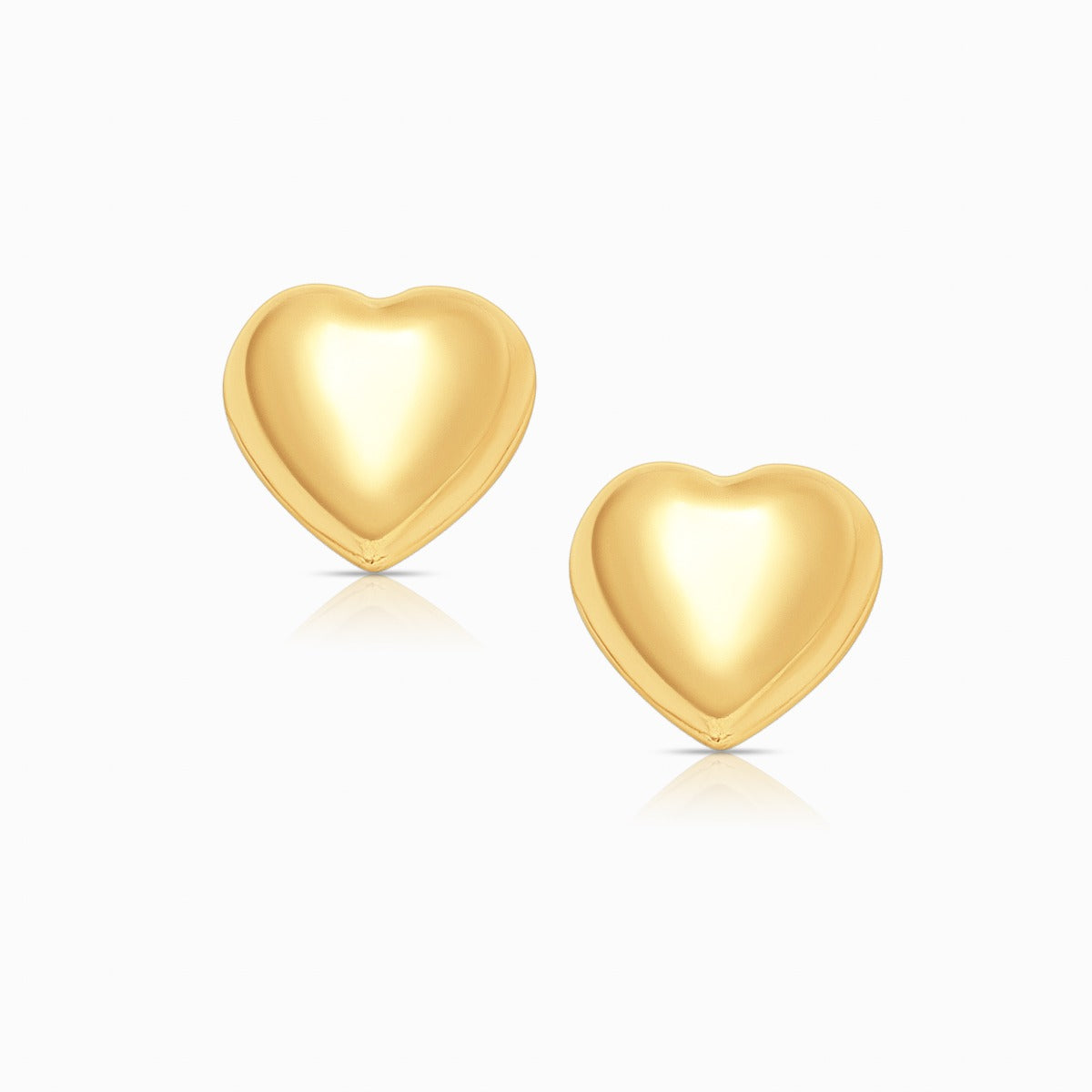 Solid Heart Stud Earrings in 18K Yellow Gold