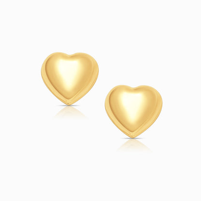 Solid Heart Stud Earrings in 18K Yellow Gold