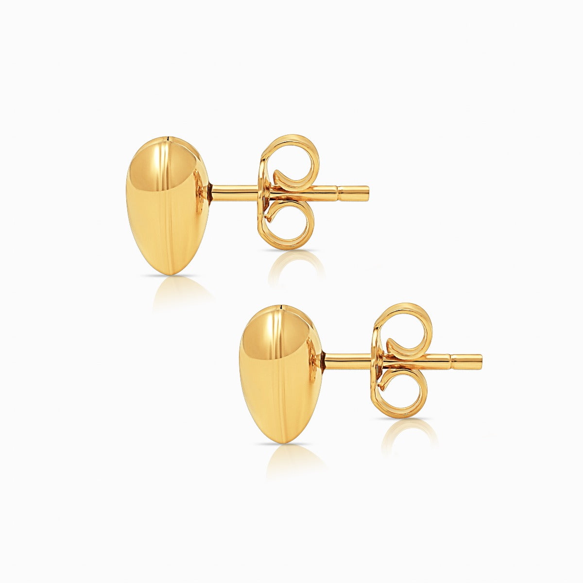 Solid Heart Stud Earrings in 18K Yellow Gold