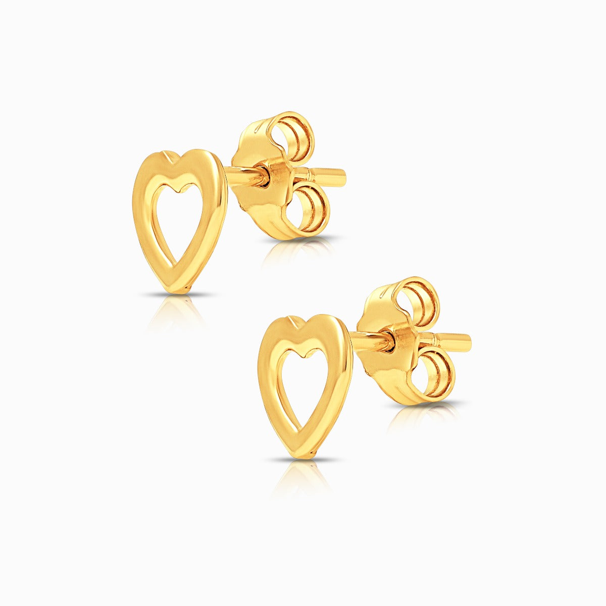 Open Heart Stud Earrings in 18K Yellow Gold