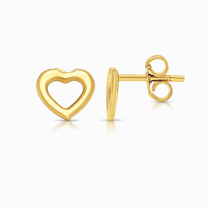 Open Heart Stud Earrings in 18K Yellow Gold