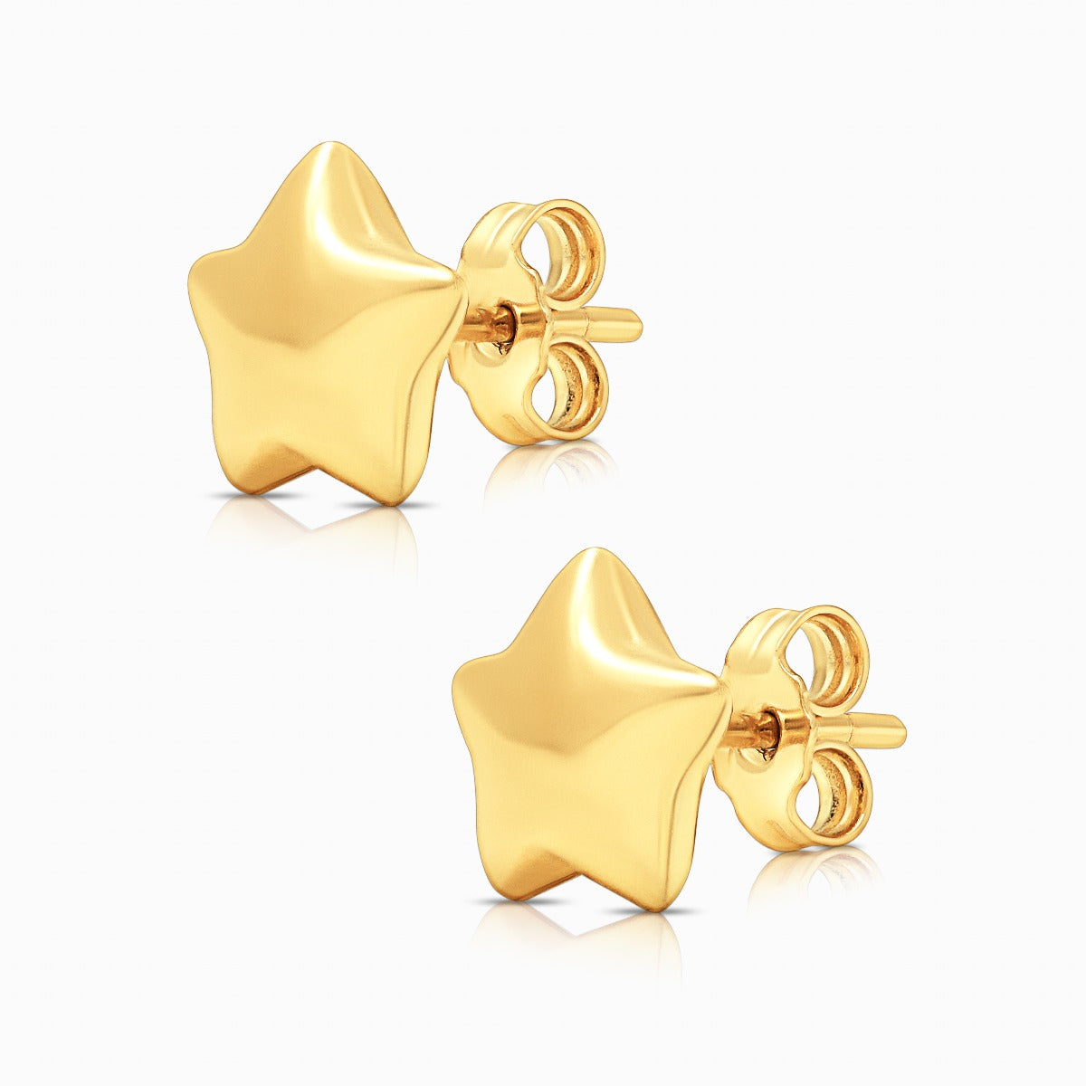 Polished Star Stud Earrings in 18K Yellow Gold