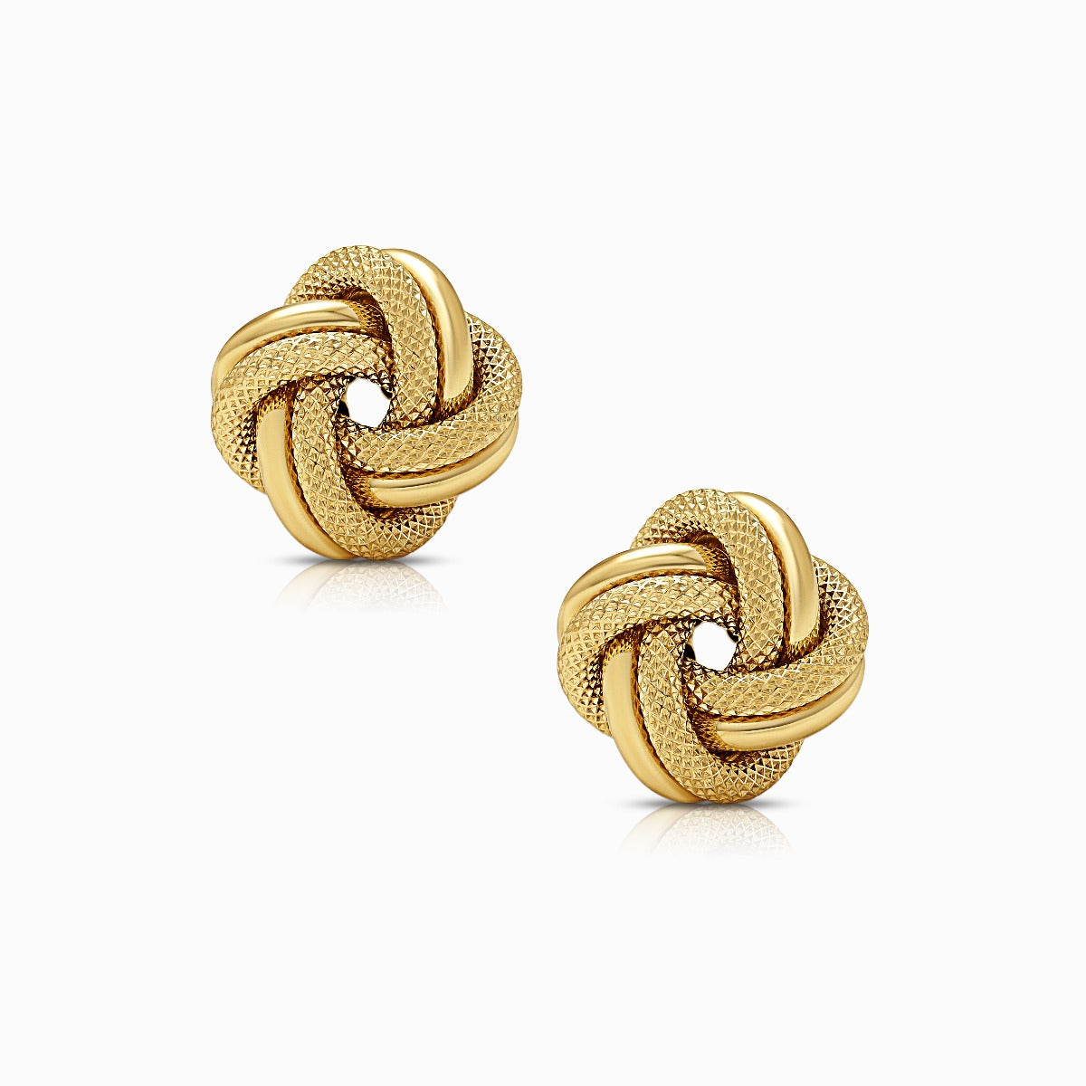 Textured Knot 18K Yellow Gold Stud Earrings - Large