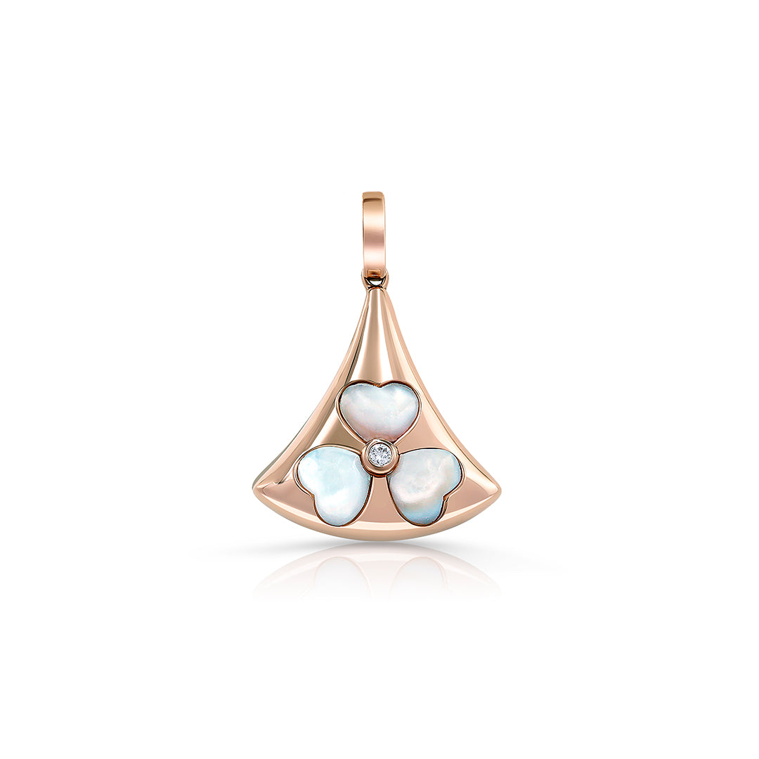 Trinity Hearts Mother-of-Pearl Diamond Pendant 18K Rose Gold