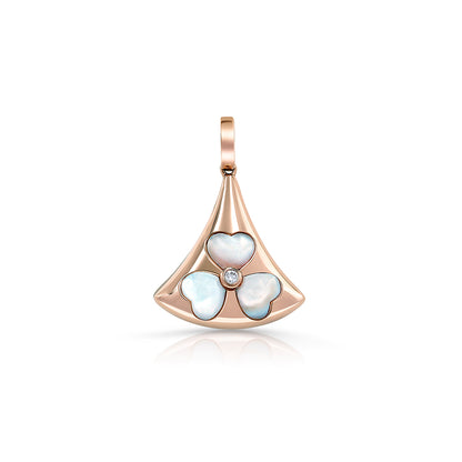 Trinity Hearts Mother-of-Pearl Diamond Pendant 18K Rose Gold