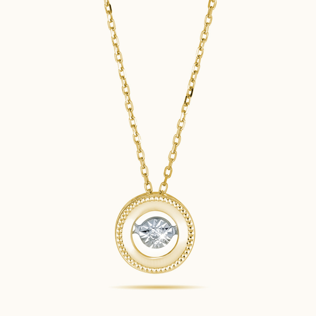 Dancing Diamond Shimmering Round 18K Gold Pendant