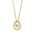 Delicate Oval Pendant with dancing Diamond and chain in 18K Yellow Gold