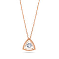 Delicate Triangle Pendant with dancing Diamond and chain in 18K Rose Gold