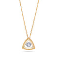 Delicate Triangle Pendant with dancing Diamond and chain in 18K Yellow Gold