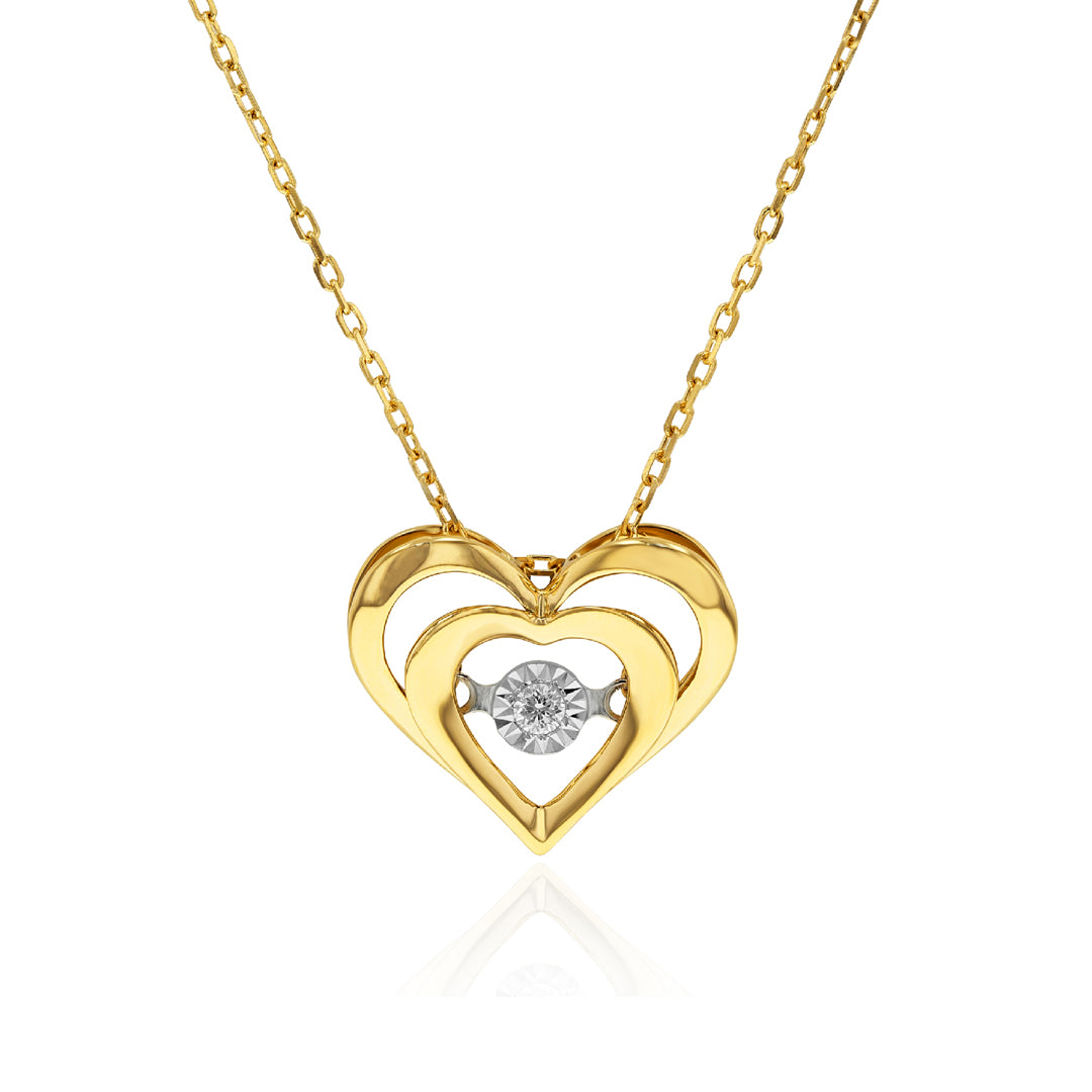 Twin Heart Pendant with dancing Diamond