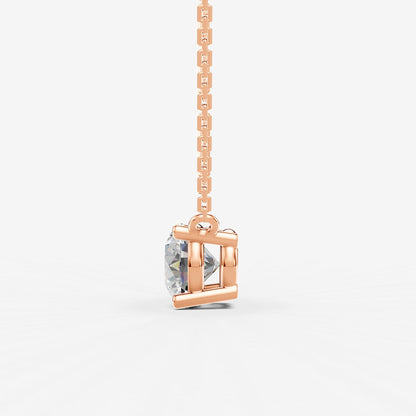 Classic Round Solitaire Pendant in 18K Rose Gold